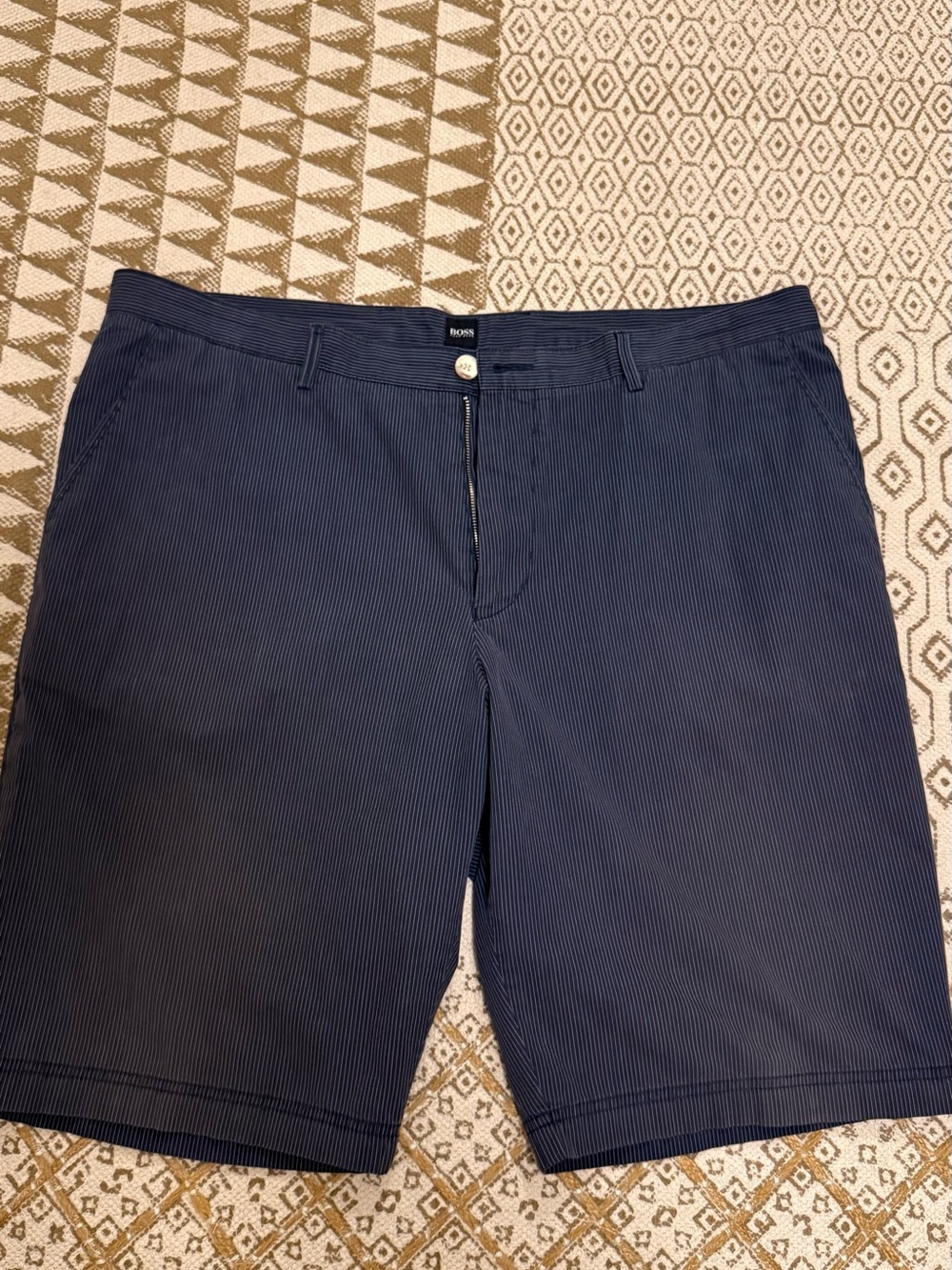 Hugo Boss Navy Pinstriped Flat-Front Men’s Shorts